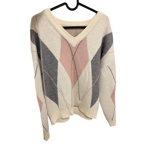 Diamond pattern sweater , cream, S-M